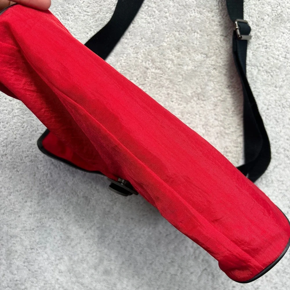 VINTAGE Perry Ellis America Messenger Bag Red Nylon Crossbody Eagle Logo